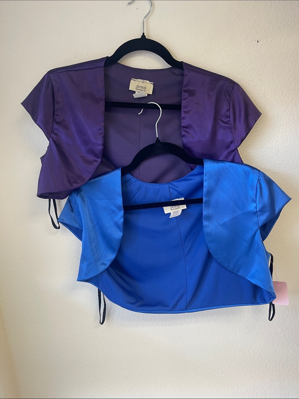 JUNO Satin Crop Bolero Shrug - Purple & Blue 2 for 1